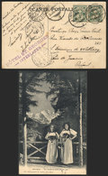 SWITZERLAND: PC Franked With 10c. And Sent From Interlaken To Brazil On 28/JUL/1905, With Good Number Of Postal Marks, V - Otros & Sin Clasificación