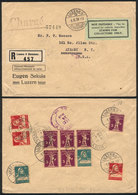 SWITZERLAND: Registered Cover Sent From Luzern To USA On 1/NO/1929 With Very Nice And Colorful Postage Applied On Revers - Otros & Sin Clasificación