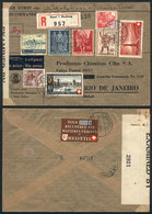 SWITZERLAND: Registered Airmail Cover Sent From Basel To Rio De Janeiro On 1/AU/1942 Franked With 3.70Fr., Censored, VF  - Altri & Non Classificati