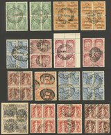 URUGUAY: Sc.74 + Other Values, 1889/1901 Lot Of Over 30 Used Blocks Of 4 Or Larger, Some Rare And Of HIGH Market Value,  - Uruguay