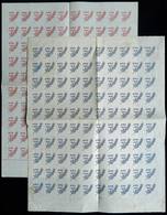 URUGUAY: Sc.138/141, 1897 Peace (end Of The Civil War), OVERPRINT PROOFS, 2 Complete Sheets Of 100 With The Overprints P - Uruguay