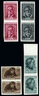 URUGUAY: Sc.C169/C172, 1956 José Battle Y Ordónez, The 4 Airmail Values Of The Set Of 6 In IMPERFORATE PAIRS, Very Fine  - Uruguay