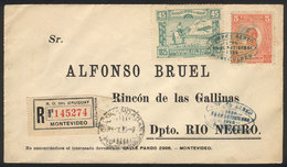 URUGUAY: 24/SE/1925 Montevideo - Rincón De Las Gallinas: First Flight, Registered Cover Of VF Quality! - Uruguay