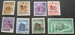 1945 COMPLETE SET OF 8 STAMPS OF MACCAGNO //  SERIE COMPLETA  DELL ' EMISSIONE DI  MACCAGNO - Lokale/autonome Uitgaven