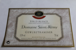 Etiquette Neuve Vin D Alsace  Gewurztraminer  13,5 O Domaine Saint Remy - Gewürztraminer