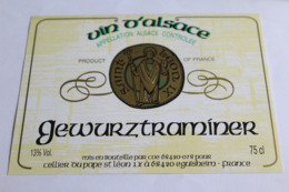 Etiquette Neuve Vin D Alsace  Gewurztraminer  13o Cellier Du Pape St Leon IX - Gewurztraminer