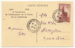 FRANCE - Enveloppe Et Carte Avec Cachet "5eme Centenaire Cathédrale De Strasbourg"  24/6/1939 - Gedenkstempels