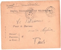 CHAUDESAIGUES Cantal Ob 1931 Meca Daguin Enveloppe De Service 1417  Mention Manuscrite - Handstempels