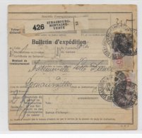 1936 - COLIS POSTAUX D'ALSACE - BULLETIN Avec FISCAL 50c + AFR. AU VERSO De STRASBOURG => ROMANSWILLER - Cartas & Documentos