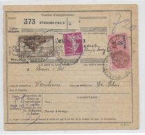 1938 - COLIS POSTAUX D'ALSACE - BULLETIN Avec FISCAL 2F + AFR.  De STRASBOURG => WASSELONNE - Cartas & Documentos