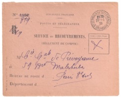 St GERMAIN De TAILLEVENDE Calvados Devant Enveloppe De Service 1494 Modif Manuscrite 819 Ob 1930 Pointillé Lautier B4 - Cachets Manuels