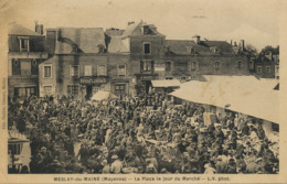 Meslay Du Maine La Place Le Jour Du Marché  Envoi à Moreuil Somme Cachet Mercure Hexagonal - Meslay Du Maine