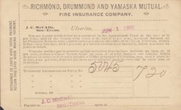 Canada Postal Stationery Ganzsache Entier PRIVATE Print RICHMOND, DRUMMOND & YAMASKA Fire Insurrance Co. 1900 - 1903-1954 Kings
