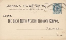 Canada Postal Stationery Ganzsache Entier PRIVATE Print GREAT NORTH WESTERN TELEGRAPH Co. TORONTO 1902 - 1903-1954 Kings