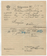TELEGRAMMA    N°  219     1905    DA  WOHLEN PER   HAMBURG - Telegraph
