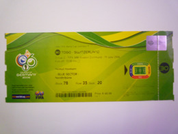 2019 - 2671  Coupe Du MONDE 2006  :  BILLET  TOGO - SWITZERLAND   XXX - Autres & Non Classés