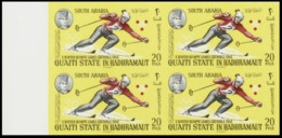 Qu'aiti State In Hadhramaut 1967 Olympics Grenoble Skiing Slalom 20Fils MARGIN 4-BLOCK South Arabia Aden - Winter 1968: Grenoble