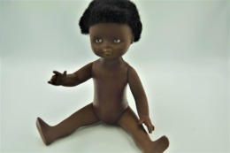 Vintage DOLL : African Black Brown Doll - 22cm - Made In Germany - Original - 1960 - Curly Hair - Rubber - Plastic - Action Man