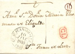 D.P. 11. 1840. Carta De Aya A San Juan De Luz. Correo Interior Con 'boite Rurale' Y 'CL" De 'correspondence Locale'. Tar - ...-1850 Prephilately
