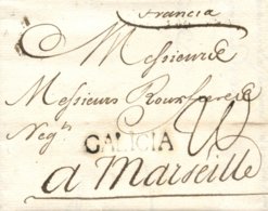 D.P. 16. 1778. Carta De A Coruña A Marsella. Marca P.E. 6N. Bonita Y Rara. - ...-1850 Prephilately