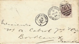 1884- Cover Fr. Y & T N°79  Cancelled  NEWPORT-DOCKS  ,NEWPORT-MON  Killer 561 To Bordeaux - Briefe U. Dokumente