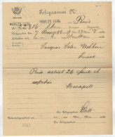TELEGRAMM   N°  22816  DEL  1888   DA  WOHLEN    PER    PARIS     (VIAGGIATO) - Telegraafzegels
