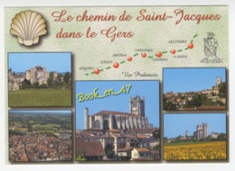 {82092} Sur Le Chemin De Saint Jacques Dans Le Gers , Carte Et Multivues ; Lectoure La Romieu Eauze Condom Larressingle - Cartes Géographiques