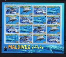 Maldives, 2009, Whales, WWF, Sheet 4 X4 - Ongebruikt