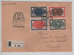 PR7311/ TP Nations Unies S/L.Recommandée C.Luxembourg 24/10/55 > BXL C.Direction Des Postes Luxembourg - Maschinenstempel (EMA)