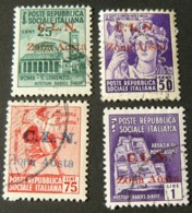 1944  AOSTA _ EMISSIONI C.L.N _ COMPLETE SET OF 4 USED STAMPS  / SERIE COMPLETA USATA C.L.N - AOSTA - Nationales Befreiungskomitee