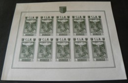 1944 _C.L.N AOSTA _COMPLETE SET 10 NEWS STAMPS OF 5 LIRE _MINIFOGLIO INTEGRO DI 10 FRANCOBOLLI 5 LIRE - Nationales Befreiungskomitee