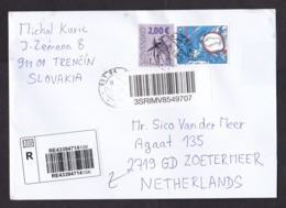 Slovakia: Registered Cover To Netherlands, 2018, 2 Stamps, Castle, Map, R-label Without Town Name (traces Of Use) - Briefe U. Dokumente