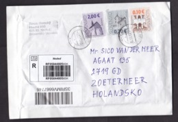 Slovakia: Registered Protective Cover To Netherlands, 2017, 3 Stamps, Church Architecture, R-label Neded (minor Creases) - Cartas & Documentos