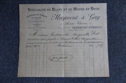 Facture Ancienne - CLERMONT FERRAND, MAYMONT ET GAY, Foulards Et Cravates - 1800 – 1899