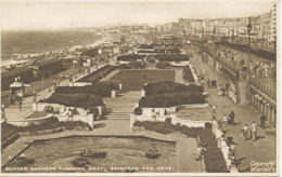 UK BRIGHTON Ca. 1930 Superb Mint Sepia Postcard "Sunken Gardens - Looking West" - Brighton