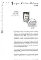 Notice Philatélique Premier Jour Jacques Chaban-Delmas, 10 Novembre 2001 - Documents De La Poste