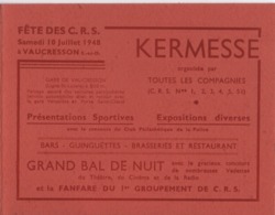 Carte D'invitation à 2 Volets/Fête Des C.R.S./Kermesse/Grand Bal De Nuit/Ministre De L'Intérieur/Vaucresson/1948  VPN261 - Documenten