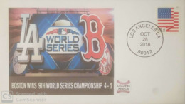 V) 2018 USA, BOSTON WINS 9TH WORLD SERIES CHAMPIONSHIP 4-1, USA FLAG, FOREVER, BLACK CANCELLATION, FDC - 2011-...