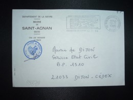 LETTRE MAIRIE SAINT-AGNAN OBL.MEC.12-7 1995 58 MONTSAUCHE LES SETTONS NIEVRE - Andere & Zonder Classificatie