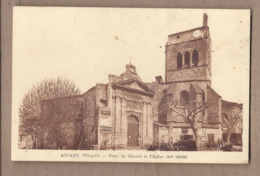 CPA 34 - ANIANE - Place Du Marché Et L'Eglise - TB PLAN CENTRE VILLAGE AUTOMOBILE + TB Publicité BYRRH - Aniane