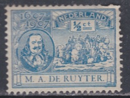 Pays-Bas N° 73 X Tricentenaire De La Naissance De L'amiral  M. A. De Ruyter : 1/2 C Bleu Trace De Charnière Sinon TB - Ongebruikt