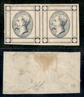 REGNO - Saggi - 1863 - 15 Cent Litografico (V Tipo - Bolaffi 7n Varietà) - Grigio Verdastro In Coppia - Senza Gomma - Otros & Sin Clasificación