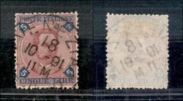 REGNO - 1891 - 5 Lire (64) Usato A Venezia Il 18.10.91 - Ottima Centratura - Otros & Sin Clasificación