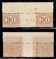 REGNO - Segnatasse - 1890 - 30 Cent (23) - Coppia Orizzontale Bordo Foglio Con Interspazio Al Centro (con Foro Di Regist - Altri & Non Classificati