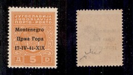 OCCUPAZIONI II GUERRA MONDIALE - MONTENEGRO - 1941 - 5 Din (4ga) - Errore X1X - Gomma Integra - Chaivarello (900) - Autres & Non Classés