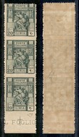 COLONIE - LIBIA - 1924 - 20 Cent Sibilla (40 L) - Striscia Di Tre Bordo Foglio Con Dentellatura Orizzontale Solo In Alto - Sonstige & Ohne Zuordnung