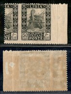 COLONIE - LIBIA - 1924 - 50 Cent Pittorica (51sa - Varietà) Bordo Foglio - Non Dentellato In Verticale Con Parte Di Altr - Otros & Sin Clasificación