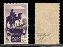 COLONIE - LIBIA - Posta Aerea - 1936 - 50 Cent (27) Con Doppia Soprastampa - Gomma Integra - G. Bolaffi + Diena + Cert.  - Andere & Zonder Classificatie