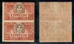 COLONIE - LIBIA - Espressi - 1921 - 50 Cent (4g) - Coppia Verticale Non Dentellata Al Centro - Gomma Originale - Colla ( - Altri & Non Classificati