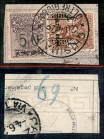 COLONIE - OLTRE GIUBA - Segnatasse Per Vaglia - 1925 - 50 Cent (3) + 1 Lira (4) Usati A Chiusinaio Su Frammento (560+) - Autres & Non Classés